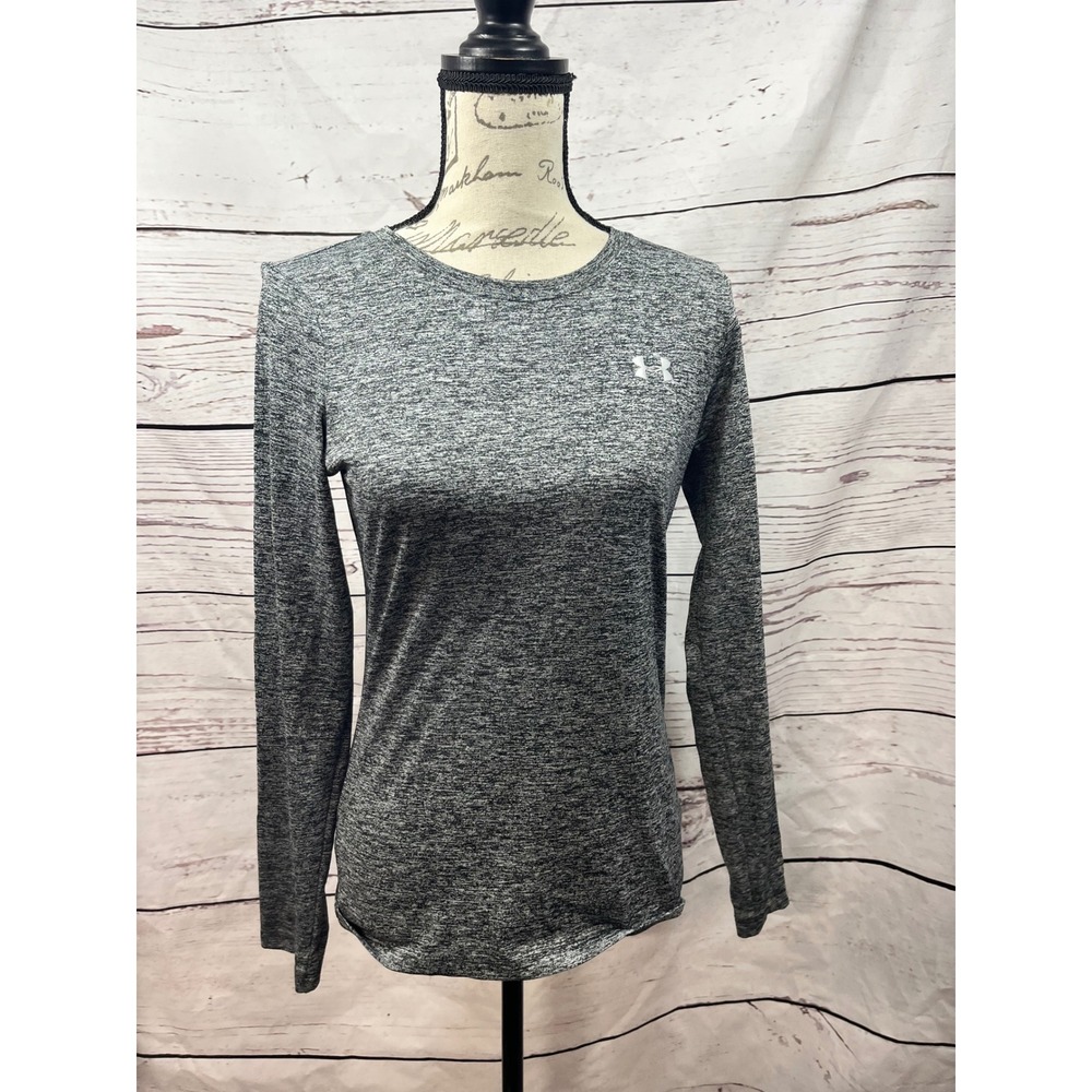 Under Armour Heatgear Long Sleeve Athletic Shirt Womens XS Heathered Gray